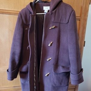 L.L. Bean wool brown pea coat Size L petite